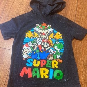 Super Mario Brothers Hooded Toddler Black Tee 3T